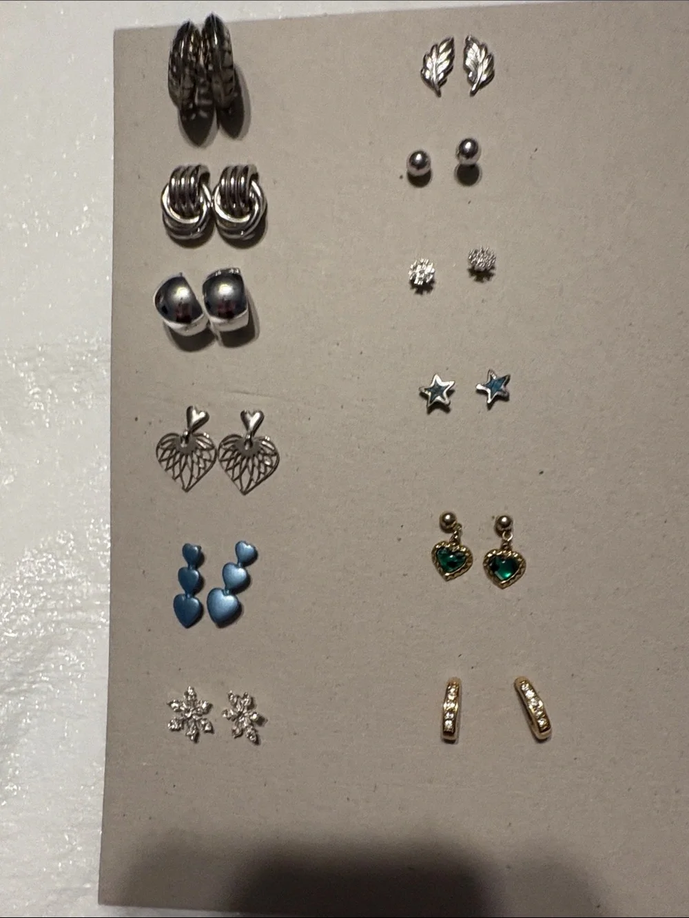Silver and Gold Mixed Earring Set — Blue, Green, and Silver Styles